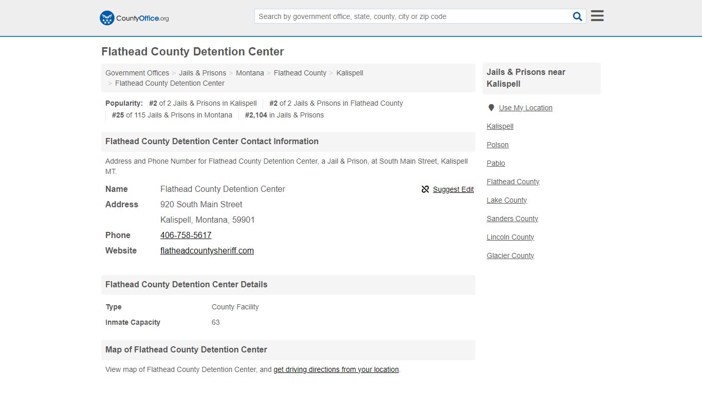 Flathead County Detention Center - Kalispell, MT ... - County Office